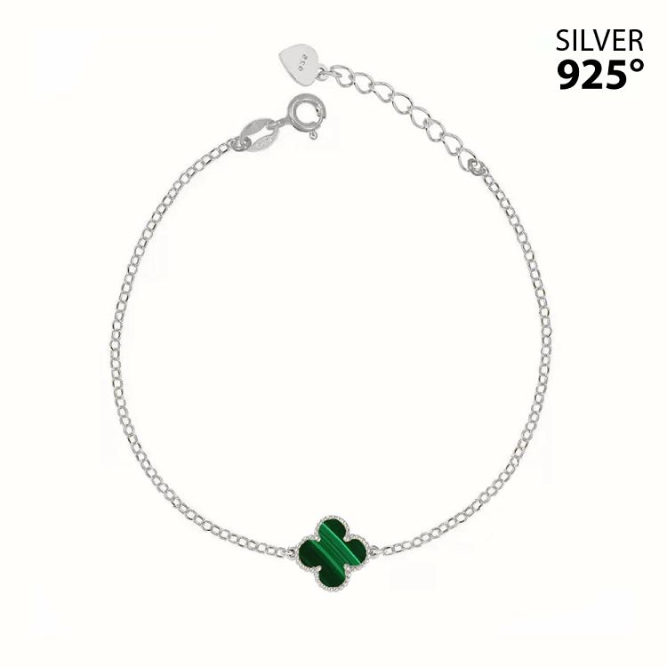 Βραχιόλι Λουλούδι Clover Small με Μαλαχίτη από Ασήμι 925 PS29660