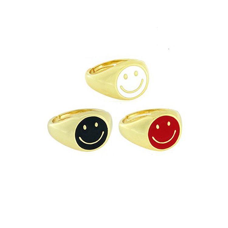 Δαχτυλίδι Από Ορείχαλκο Επιχρυσωμένο 24K Με Smiley Face NI37271